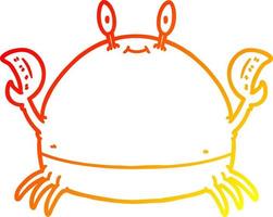 warm gradient line drawing cartoon crab vector