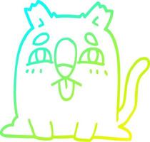 gato divertido de dibujos animados de dibujo de línea de gradiente frío vector