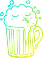 cold gradient line drawing cartoon mug of beer vector