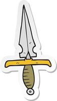 sticker of a cartoon dagger vector