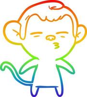 rainbow gradient line drawing cartoon suspicious monkey vector