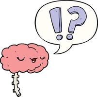 cartoon curious brain and speech bubble vector