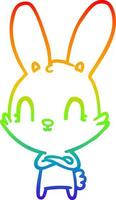 rainbow gradient line drawing cute cartoon rabbit vector