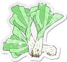 retro distressed sticker of a cartoon leeks vector