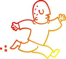 warm gradient line drawing cartoon man running vector