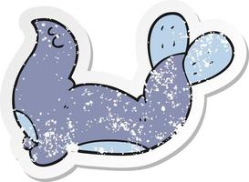 retro distressed sticker of a cartoon seal vector