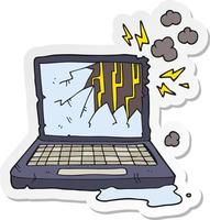 sticker of a cartoon broken computer vector