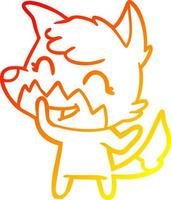 warm gradient line drawing happy cartoon fox vector