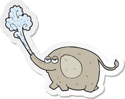 pegatina de un elefante de dibujos animados lanzando chorros de agua vector