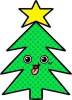 comic book style cartoon christmas tree vector