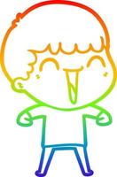 rainbow gradient line drawing cartoon happy man vector
