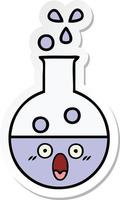 sticker of a cute cartoon test tube vector