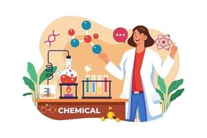 Laboratory assistant doing chemical tests vector