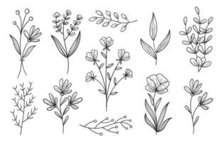 Floral Minimalist Tattoo Element vector