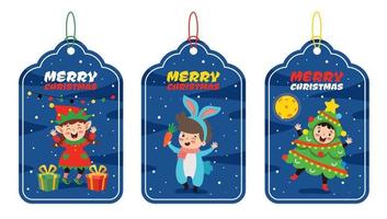 Christmas blank gift tags set. Holiday vintage label in blue and red  colors. Vector 13653632 Vector Art at Vecteezy