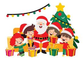 Children Celebrating New Year And Christmas vector