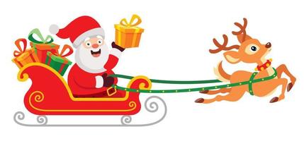 Santa Claus Riding A Sleigh vector