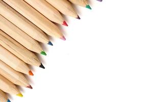 Color pencils on white background. Free space for text photo