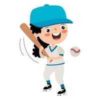 ilustración de dibujos animados de un niño jugando béisbol vector