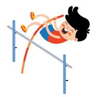 Cartoon Illustration Of A Kid Playing Pole Vault vector