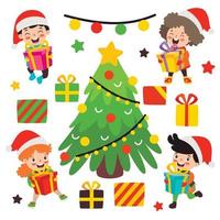 Children Celebrating New Year And Christmas vector