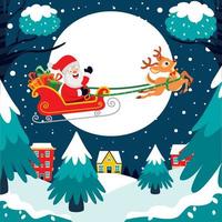 Santa Claus Riding A Sleigh vector