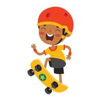 Cartoon Illustration Of A Kid Playing Skateboard vector