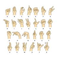 Sign Language Instruction Alphabeth vector