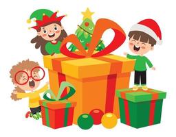 Children Celebrating New Year And Christmas vector