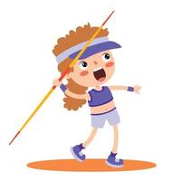 Cartoon Illustration Of A Kid Throwing Javelin vector