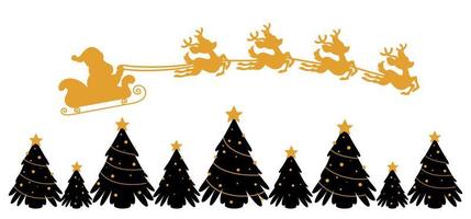 Silhouette Of Santa Claus Sleigh vector