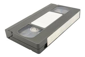 Old video cassette tape on white background. photo