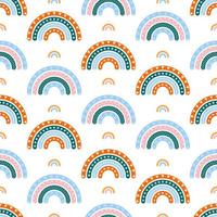 Scandinavian rainbow with ornaments seamless pattern vector