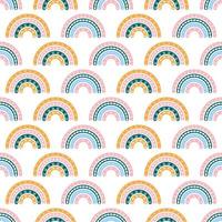 Scandinavian rainbow with ornaments seamless pattern vector