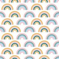 Scandinavian rainbow with ornaments seamless pattern vector