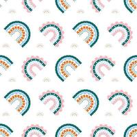 Scandinavian rainbow with ornaments seamless pattern vector