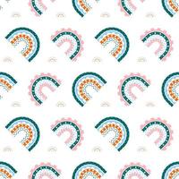 Scandinavian rainbow with ornaments seamless pattern vector