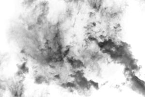 Humo texturizado,negro abstracto,aislado sobre fondo blanco. foto