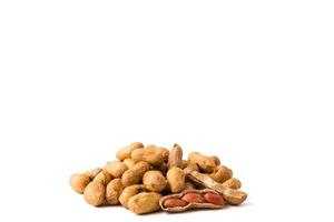 Peanuts on white background. Free space for text photo