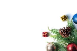 Christmas decoration on white background. Free space for text photo
