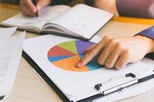 Businessman analyzing investment charts on the desk. photo