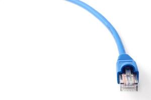 LAN network connection cable on white background. Free space for text photo