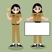 Civil Servant as Indonesian Teacher Character vector