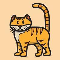 Hand drawn cute orange cat illustration vector