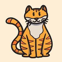 Hand drawn cute orange cat illustration vector