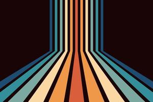 Perspective colorful retro striped lines background vector