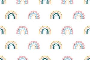 Scandinavian rainbow with ornaments seamless pattern vector