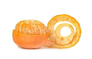 Orange peel fruit isolated on white background photo