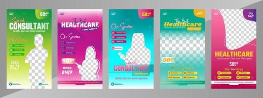 plantilla de atención médica de historia o banner de salud médica con lujo elegante para publicación de marketing en redes sociales vector