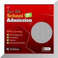 School admission banner for marketing social media layout vector